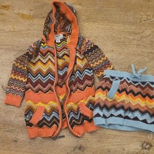 Missoni By Target Girls Multicolor Zigzag Knit Set Sweater Size 2t/ Skirt 3t